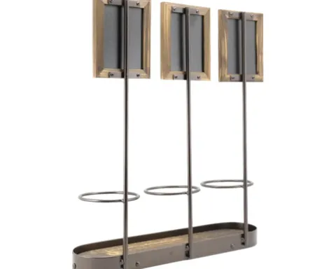 Weinflaschenhalter für drei Flaschen mit Kreidetafel 44,2x39x11,3 cm