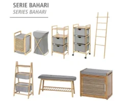 WENKO Regal 2 Körbe Bahari Bambus/grau 62216100