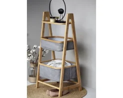 WENKO Regal 2 Körbe Bahari Bambus/grau 62216100