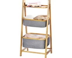 WENKO Regal 2 Körbe Bahari Bambus/grau 62216100