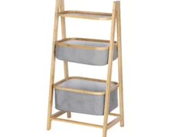 WENKO Regal 2 Körbe Bahari Bambus/grau 62216100