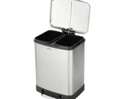 Wenko Treteimer Easy Close Anzahl Fächer 2 2x 12 Liter anthrazit metallic