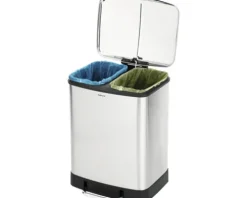 Wenko Treteimer Easy Close Anzahl Fächer 2 2x 12 Liter anthrazit metallic