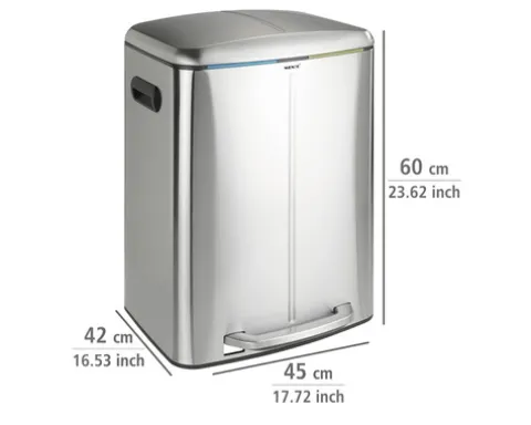 Wenko Treteimer Easy Close Anzahl Fächer 2 2x 20 Liter hellgrau