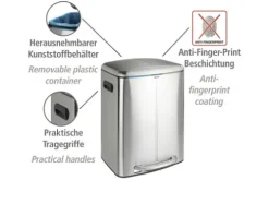 Wenko Treteimer Easy Close Anzahl Fächer 2 2x 20 Liter hellgrau