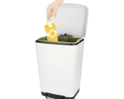 Wenko Treteimer Easy Close 30 l weiß-metallic