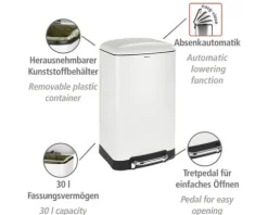 Wenko Treteimer Easy Close 30 l weiß-metallic