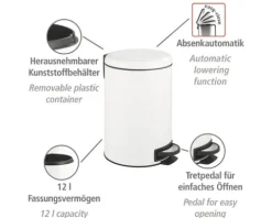Wenko Treteimer Leman Easy Close 12 l weiß matt