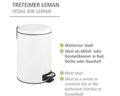 Wenko Treteimer Leman Easy Close 12 l weiß matt