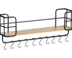 WENKO Wandregal mit Haken Loft bambus/schwarz