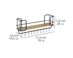 WENKO Wandregal mit Haken Loft bambus/schwarz