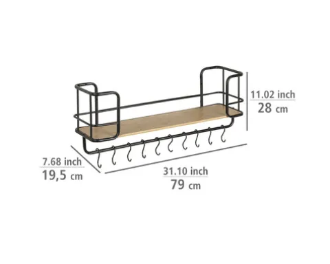 WENKO Wandregal mit Haken Loft bambus/schwarz