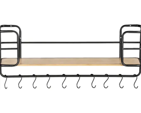 WENKO Wandregal mit Haken Loft bambus/schwarz