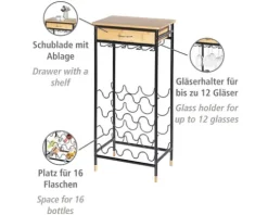 WENKO Weinregal Loft für 16 Flaschen bambus/schwarz