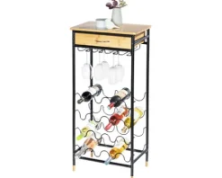 WENKO Weinregal Loft für 16 Flaschen bambus/schwarz