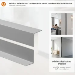 Winkelprofil 20x10 mm - Hart-PVC Kantenschutzprofil, Winkelleiste für Kanten und Ecken, Dekorativ, L-Form - 150 cm, Dunkelgrau