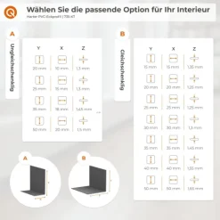 Winkelprofil 20x10 mm - Hart-PVC Kantenschutzprofil, Winkelleiste für Kanten und Ecken, Dekorativ, L-Form - 150 cm, Dunkelgrau