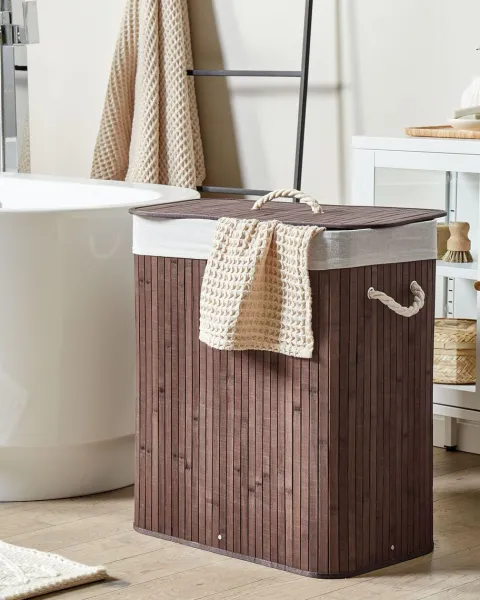 Wäschekorb KANDY Bambus Dunkelbraun 72 L