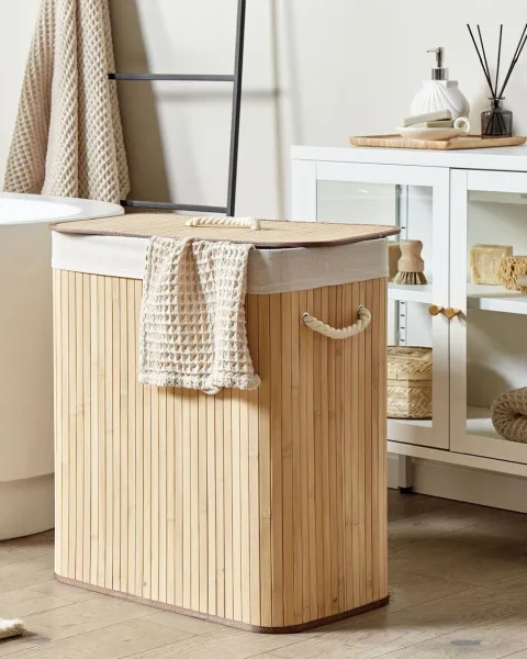 Wäschekorb KANDY Bambus Hellbraun 100 L