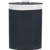Wäschekorb MATARA Bambus Schwarz 57 L