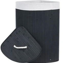 Wäschekorb MATARA Bambus Schwarz 57 L