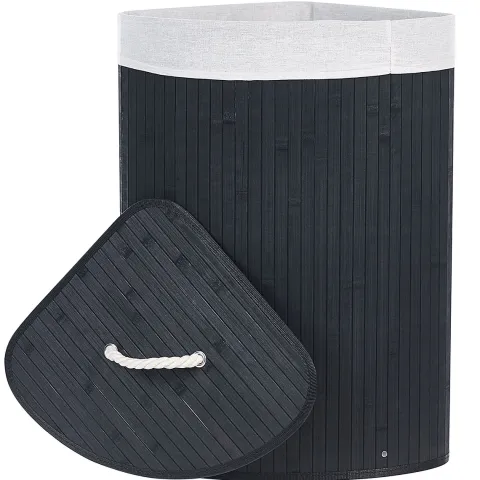 Wäschekorb MATARA Bambus Schwarz 57 L