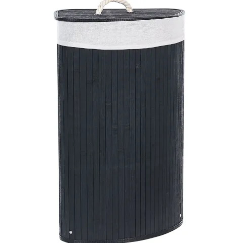 Wäschekorb MATARA Bambus Schwarz 57 L