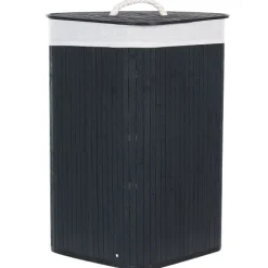Wäschekorb MATARA Bambus Schwarz 57 L