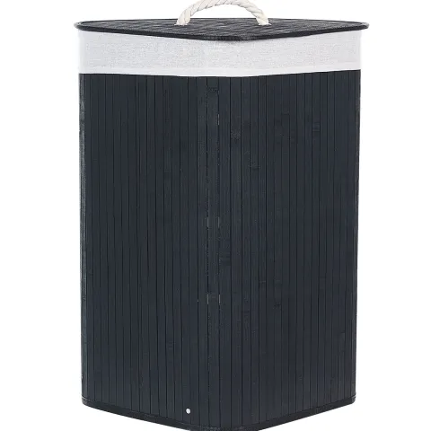 Wäschekorb MATARA Bambus Schwarz 57 L