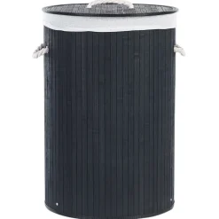 Wäschekorb SANNAR Bambus Schwarz 75 L