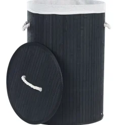 Wäschekorb SANNAR Bambus Schwarz 75 L