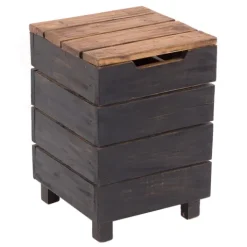 Wäschekorb STORAGE 50 Massivholz, klappbarer Deckel 04 schwarz-natur