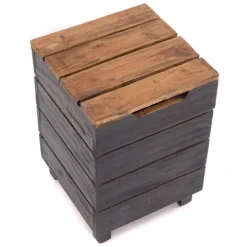 Wäschekorb STORAGE 50 Massivholz, klappbarer Deckel 04 schwarz-natur