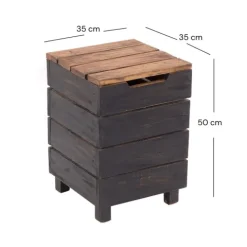 Wäschekorb STORAGE 50 Massivholz, klappbarer Deckel 04 schwarz-natur
