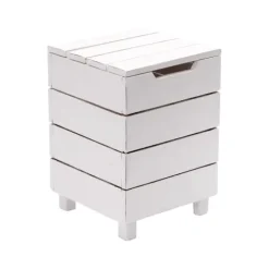 Wäschekorb STORAGE 50 Massivholz, klappbarer Deckel 06 weiß-landhaus