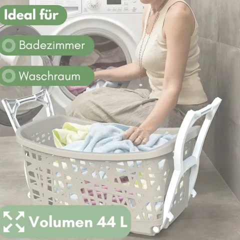 Wäschekorb mit Klappbaren Füßen Wäschewanne tragbar Wäschekorb mit Henkel Wäschesammler Faltbar Wäsche Korb Groß Wäschebehälter Kunststoff Wäschebox mit Beinen 44 L