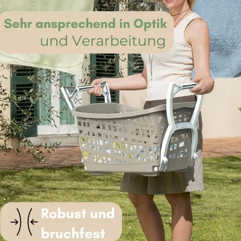 Wäschekorb mit Klappbaren Füßen Wäschewanne tragbar Wäschekorb mit Henkel Wäschesammler Faltbar Wäsche Korb Groß Wäschebehälter Kunststoff Wäschebox mit Beinen 44 L