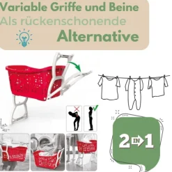 Wäschekorb mit Klappbaren Füßen Wäschewanne tragbar Wäschekorb mit Henkel Wäschesammler Faltbar Wäsche Korb Groß Wäschebehälter Kunststoff Wäschebox mit Beinen 44 L