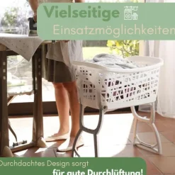 Wäschekorb mit Klappbaren Füßen Wäschewanne tragbar Wäschekorb mit Henkel Wäschesammler Faltbar Wäsche Korb Groß Wäschebehälter Kunststoff Wäschebox mit Beinen 44 L