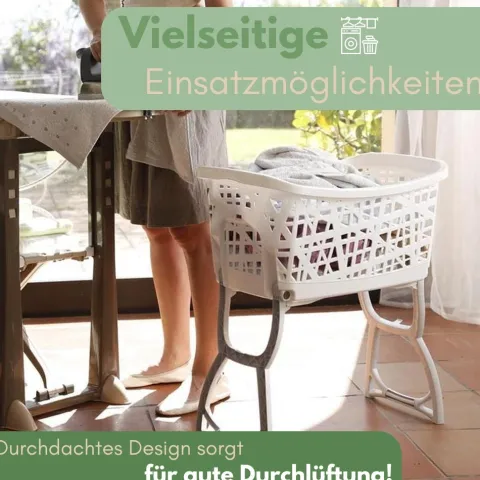 Wäschekorb mit Klappbaren Füßen Wäschewanne tragbar Wäschekorb mit Henkel Wäschesammler Faltbar Wäsche Korb Groß Wäschebehälter Kunststoff Wäschebox mit Beinen 44 L