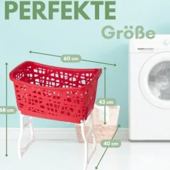 Wäschekorb mit Klappbaren Füßen Wäschewanne tragbar Wäschekorb mit Henkel Wäschesammler Faltbar Wäsche Korb Groß Wäschebehälter Kunststoff Wäschebox mit Beinen 44 L