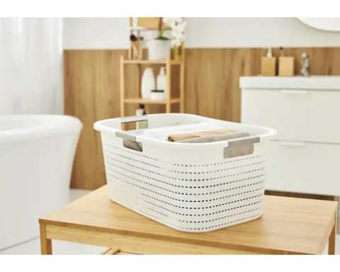 Wäschekorb Rotho Country 40 l weiß matt 1040401100WS