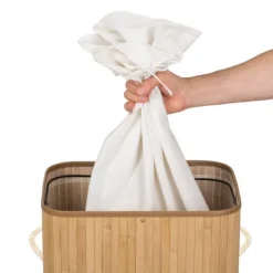 Wäschekorb tectake 42 x 31,5 x 60 cm aus Bambus beige