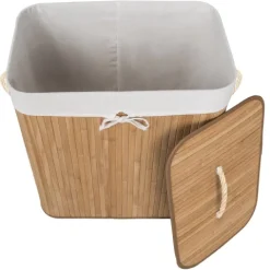 Wäschekorb tectake 53 x 33,5 x 63 cm aus Bambus beige