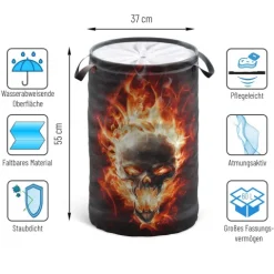 Wäschekorb Totenkopf in Flammen