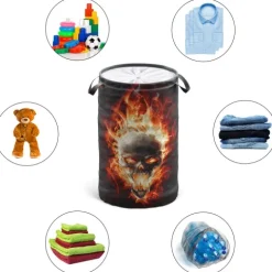 Wäschekorb Totenkopf in Flammen