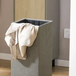 Wäscheschrank mit ausklappbarem Wäschesack und Metallbeinen BZR132-NG