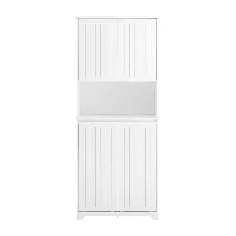 Wäscheschrank mit Wäschekorb und Regal in Weiß BZR150-W