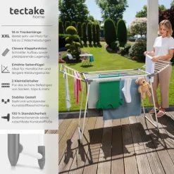 Wäscheständer tectake Life bodenschonende Füße klappbar weiß