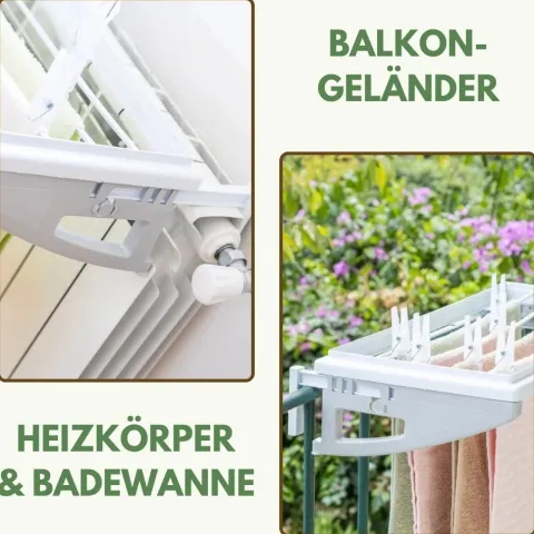 Wäscheständer Badewanne Wäscheständer Balkon Handtuchhalter Heizkörper Badheizkörper Handtuchhalter Heizungstrockner Balkonwäschetrockner inkl 10 Wäscheklammern